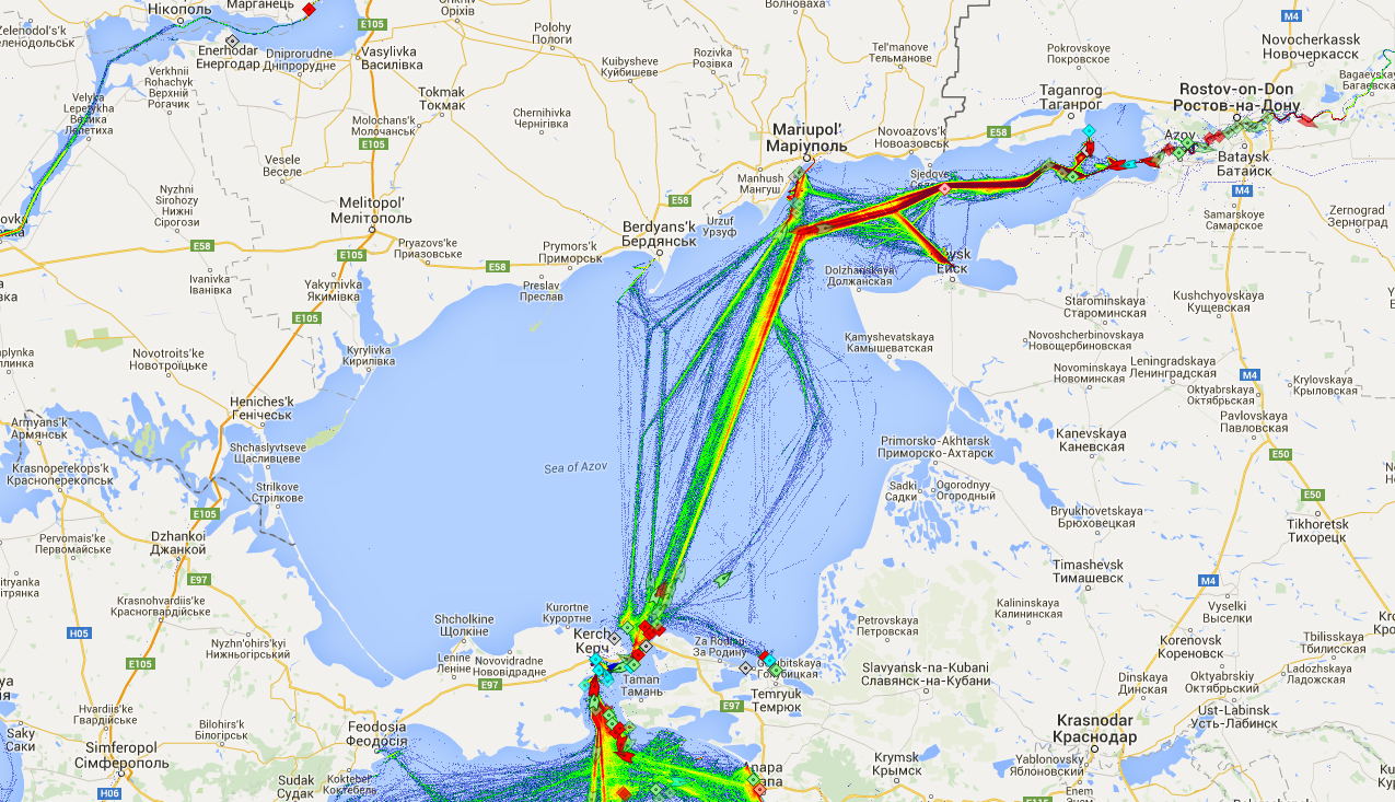 Live Marine Traffic, Density Map and Current Position of ships in SEA OF AZOV